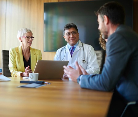 Hospital administrators in a meeting