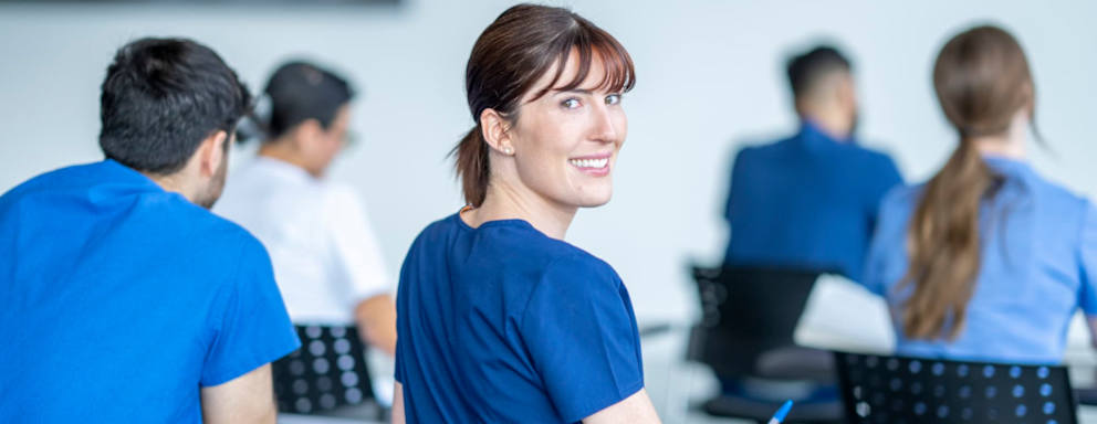Nurse listening to a lecture