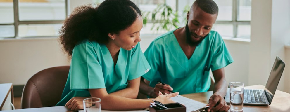 Nursing students studying