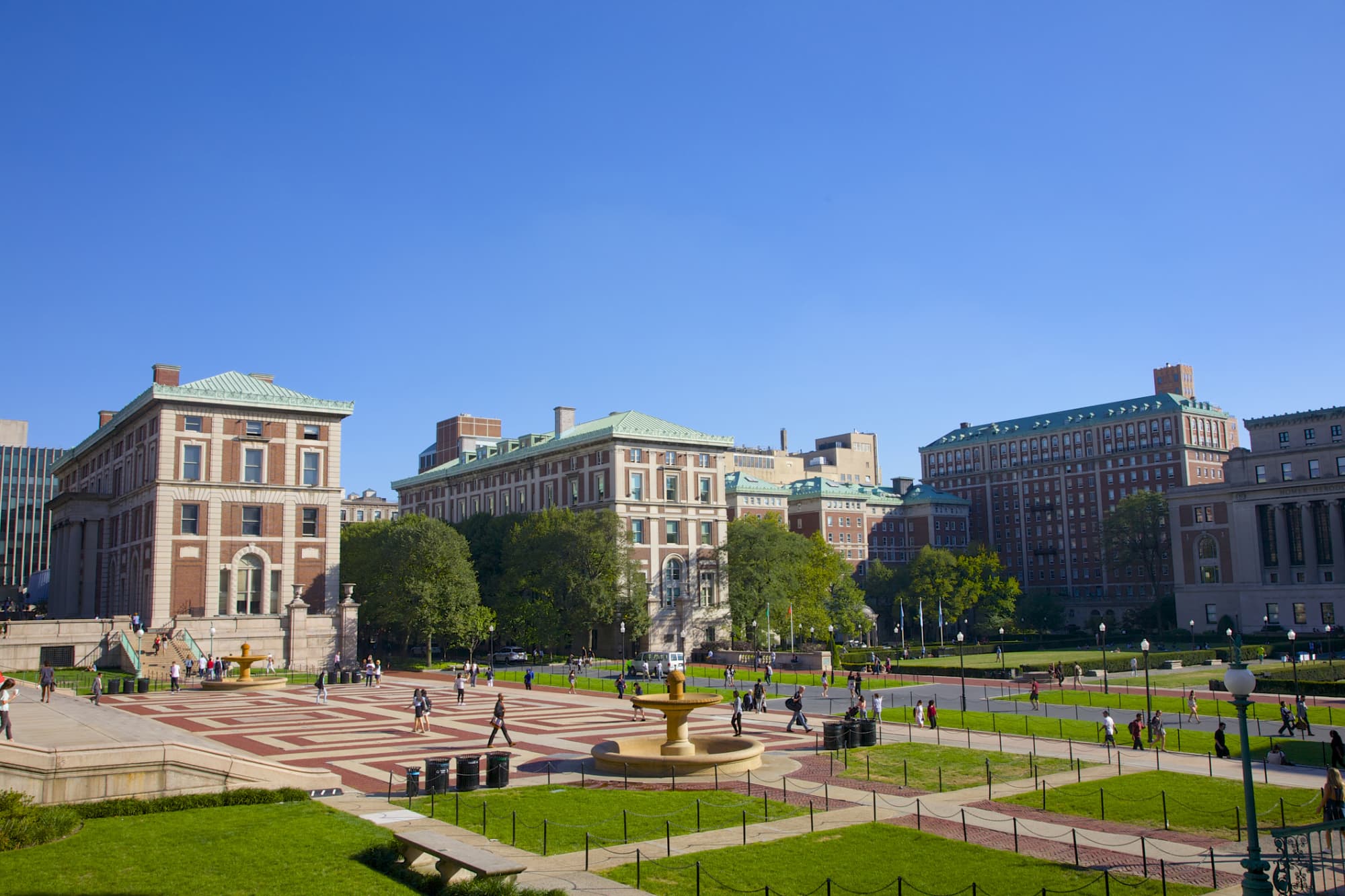 Plaza and lawns on the Columbia University campus in New York