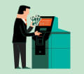 illustration of a man taking money out of ATM