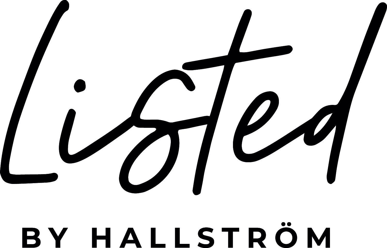 Listed by Hallström logotyp