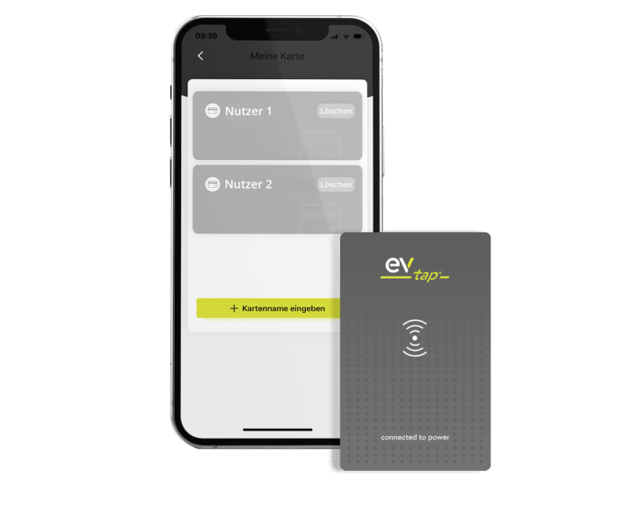 EVtap® App zeigt angelegte RFID Nutzer