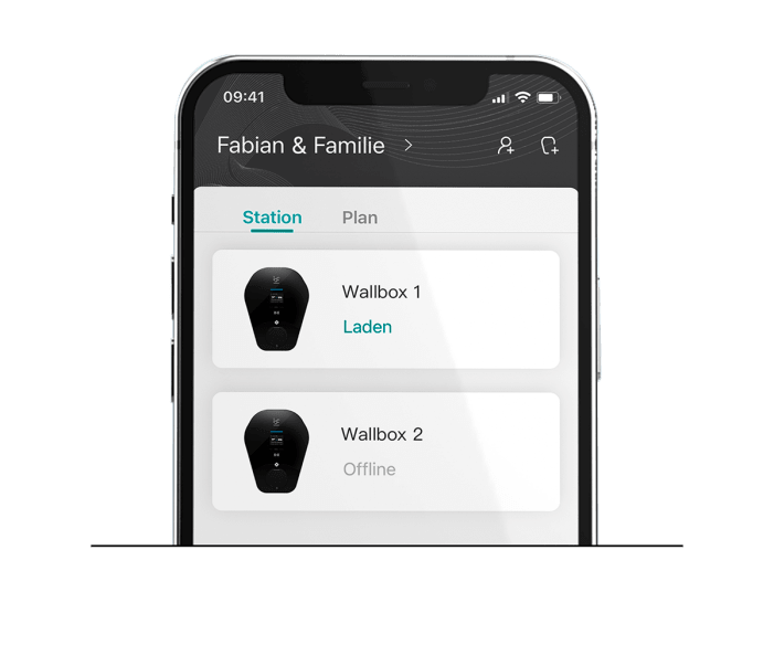 EVtap® App zeigt Wallboxstatus zweier Wallboxen