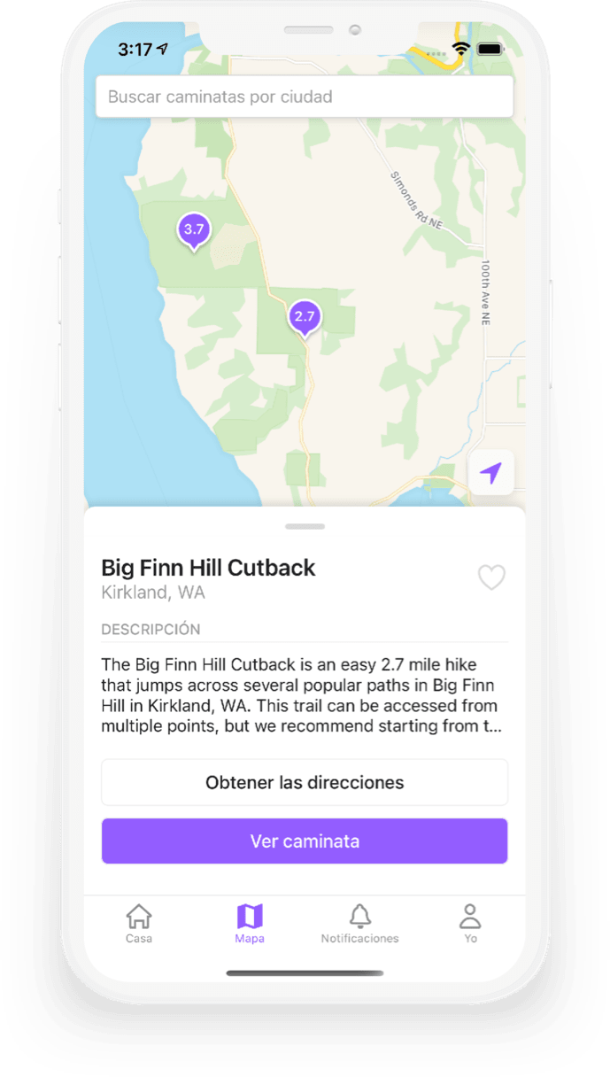 Una imagen de la aplicación para iOS Hikearound