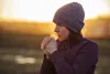 Woman standing outside in the cold