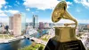 Grammy award against Tampa background