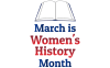 A drawing of an open book and below that "March is Women's History Month"