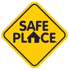 The yellow and black Safe Place sign