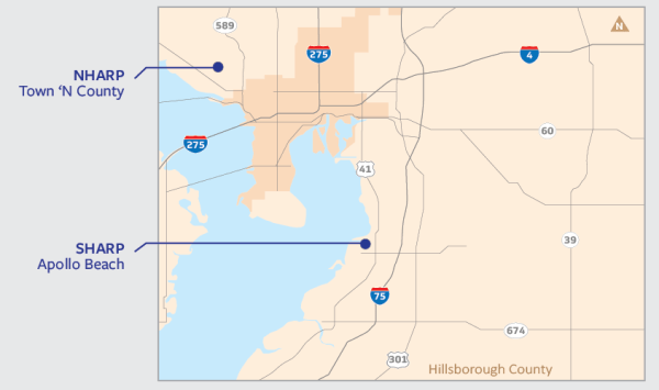 Map showing NHARP and SAHRP areas