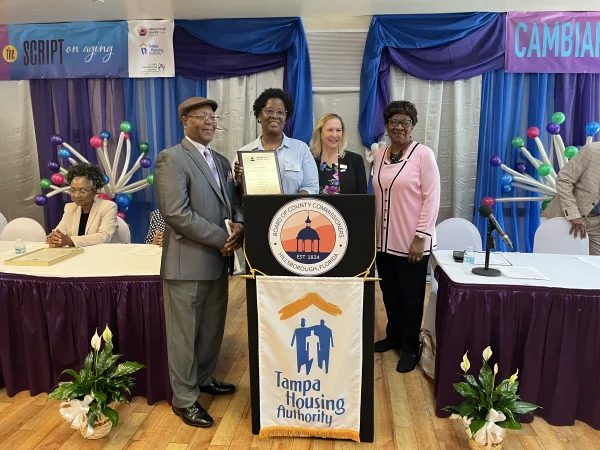 Arthur Phillips accepting the 2025 Community Service and Volunteerism Award.