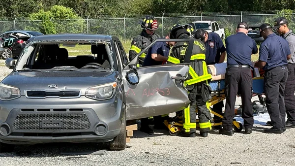 HCFR crews rescue a mannequin during a demonstration of the blood delivery program