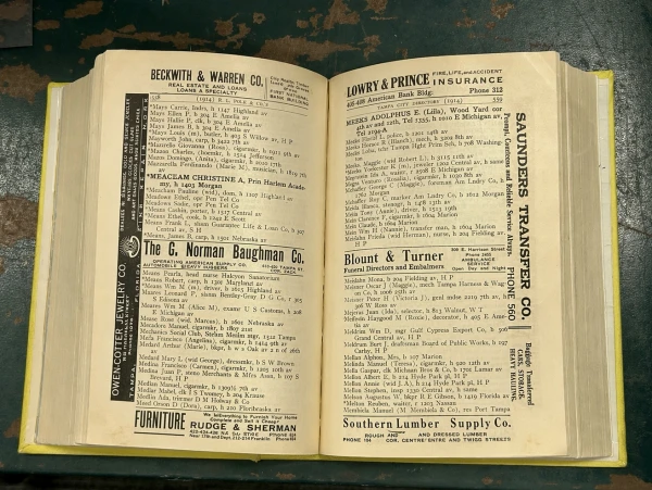 A close-up photo provides an inside look at the Tampa City Directory.