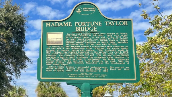 Madame Fortune Taylor Bridge historical marker