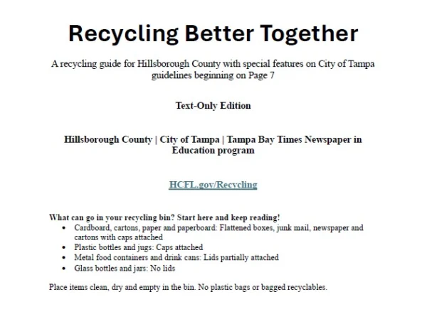 Recycling Better Together - Text-Only Version - opens in new window