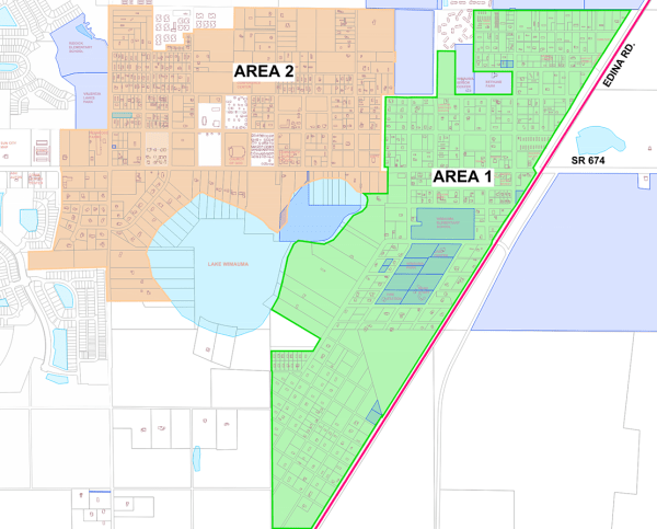 Wimauma project area 1 and 2 map