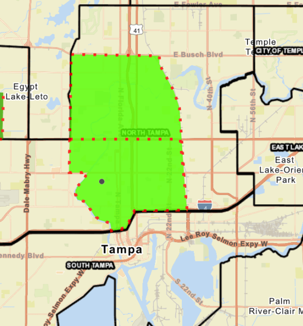 Map of area being sprayed for mosquitoes