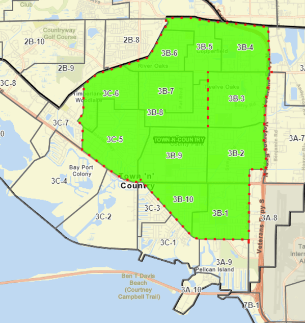 Map of Town N' Country treatment area