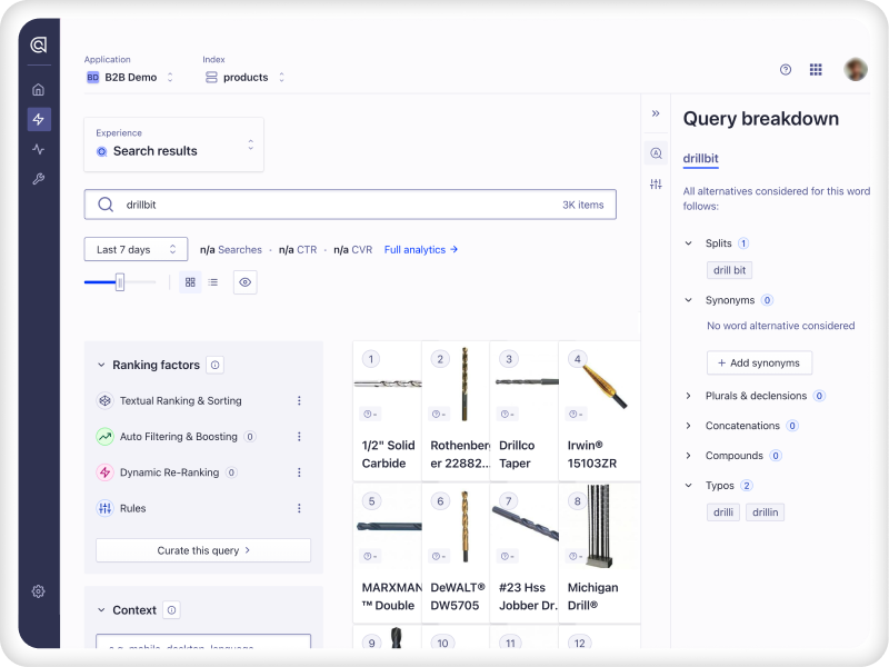 B2B search with the Merchandising Studio