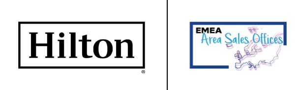 Hilton logo. EMEA Area Sales Office logo