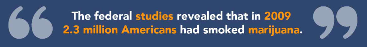 The federal studies revealed that in 2009 2.3 million Americans had smoked marijuana. Statistic of smoking marijuana