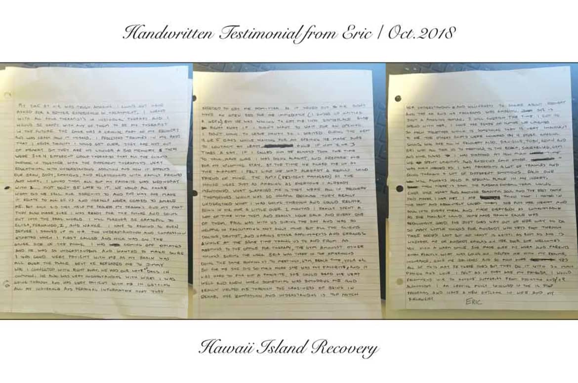 I couldn't have asked for a better experience in treatment Eric has written an amazing testimonial after addiction treatment in hawaii
