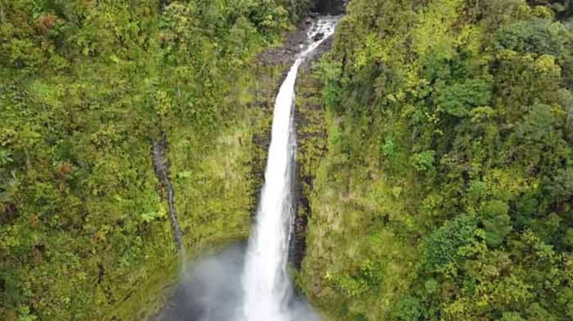 Located in the Hawaiian rainforest just past Hilo, Akaka Falls State Park calls itself home to the 440-foot Akaka Falls. Akaka falls in hawaii