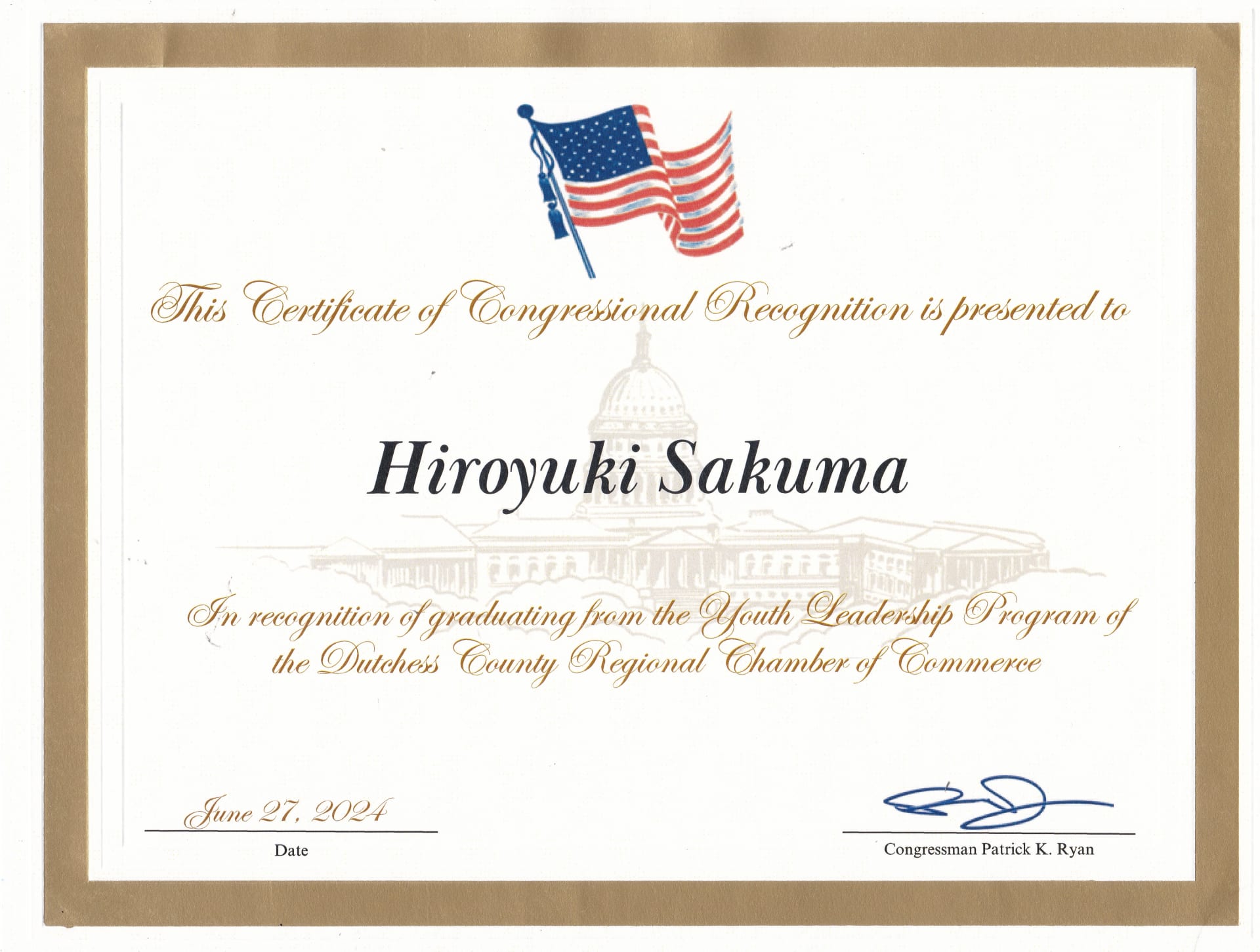 Congressional Recognition for Youth Leadership