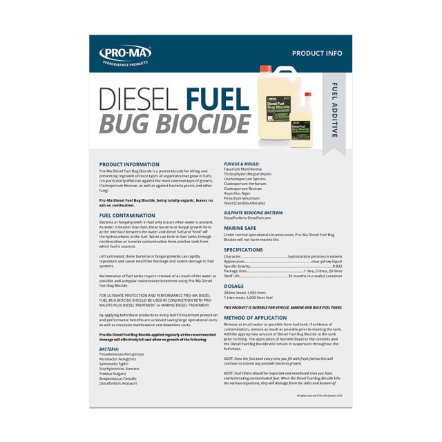 Diesel Bug Biocide - Product Info Sheet