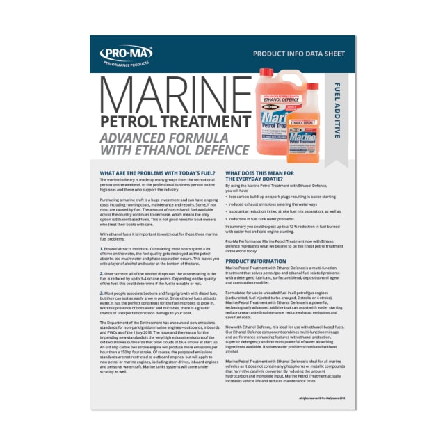Marine PT5 Plus Petrol Treatment - Product Info Sheet