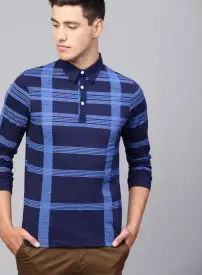 EKFX Blue Striped Polo Tshirts, Half Sleeves