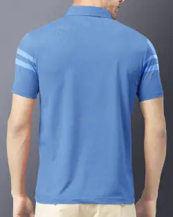 Men's Polo Neck Half Sleeves Checkered Sky Blue  T-Shirt