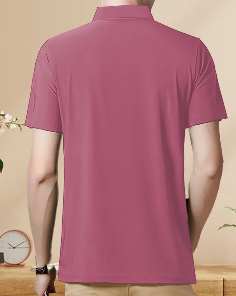 Men's Polo Neck Half Sleeves Solid Pink T-Shirt