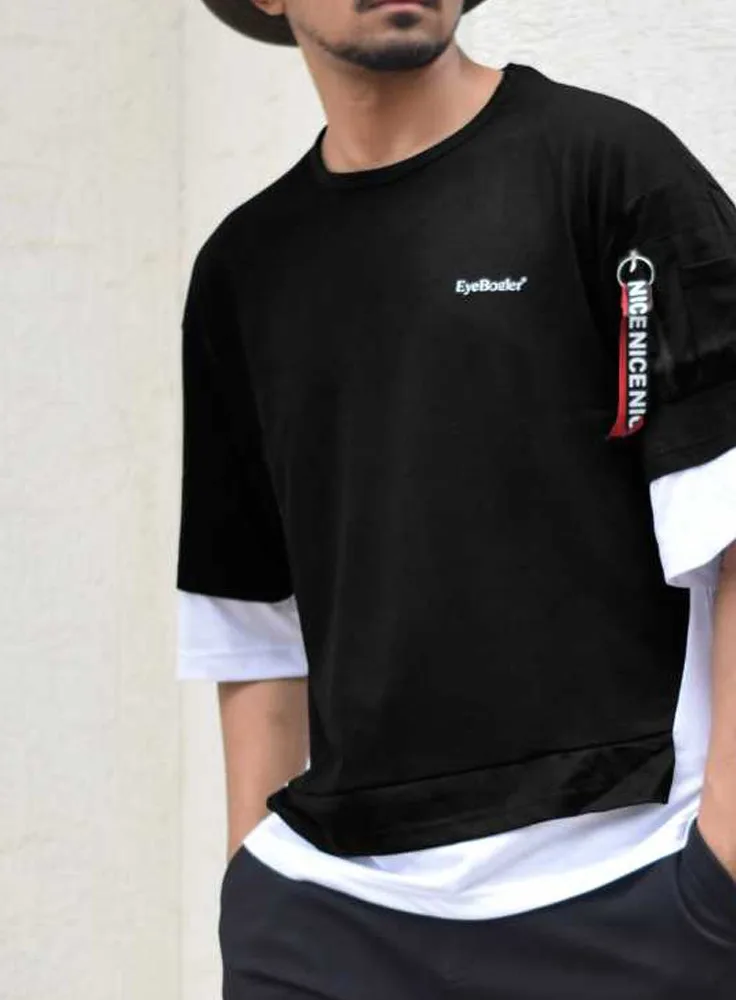Men's Round Neck Half Sleeves Solid Black T-Shirt