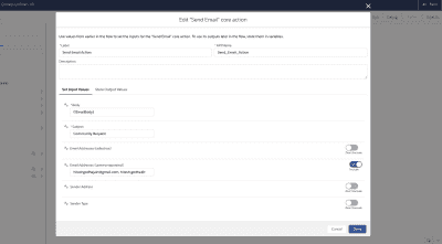 image showing flow builder with text template