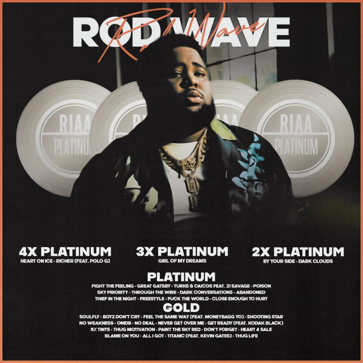 ROD WAVE RACKS UP 35 NEW RIAA CERTS
