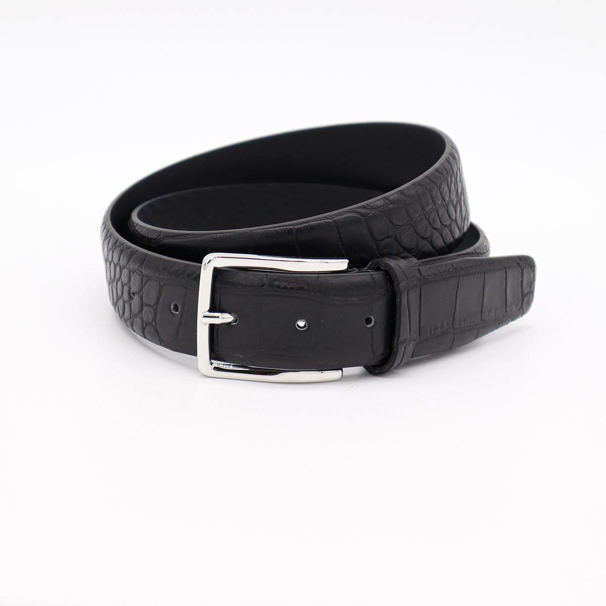 Black Crocodile Leather Belt