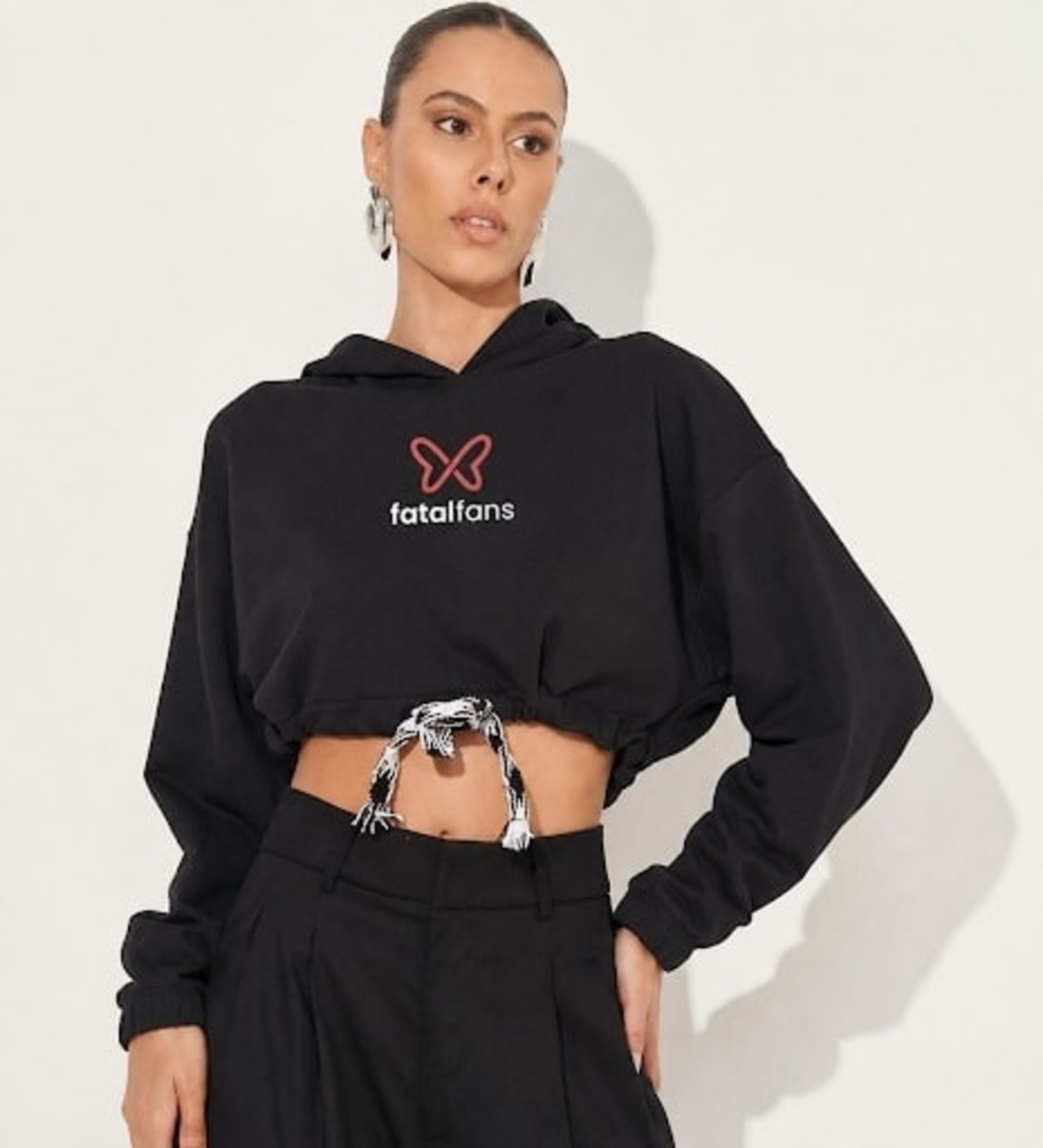 Moletom Cropped com ajuste de cintura - Silk