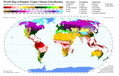 World Map of Climate Classifications