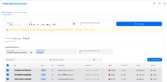 [ Share ] Tool tải Video Tiktok nguyên kênh 