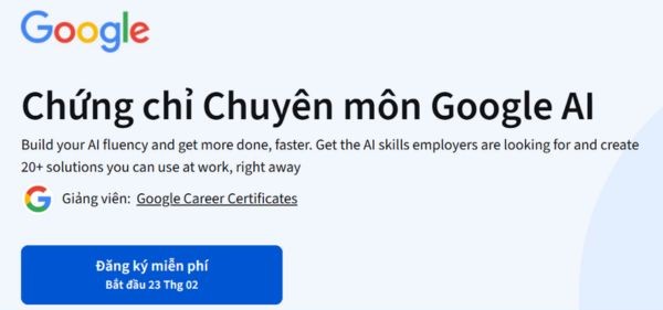Hướng dẫn nhận chứng chỉ Google AI Professional miễn phí