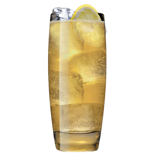 Jack Rye Highball Cocktail served with lemon wheel