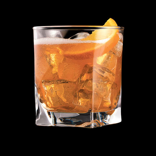 Jack Rye & LLB Cocktail served with orange slice