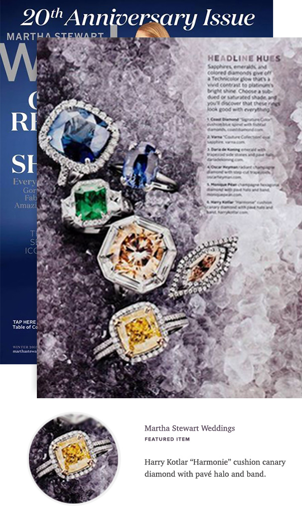 Harry Kotlar ring featured in Martha Stewart Weddings, 20th Anniversary issue