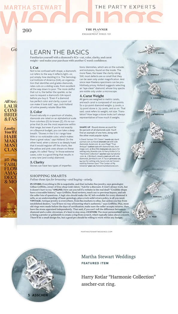 Harry Kotlar ring featured on Martha Stewart Weddings, the Style issue