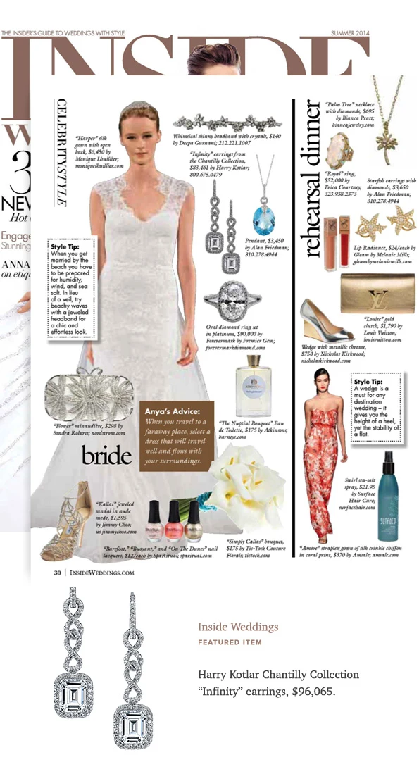 Harry Kotlar earrings featured in Inside weddings