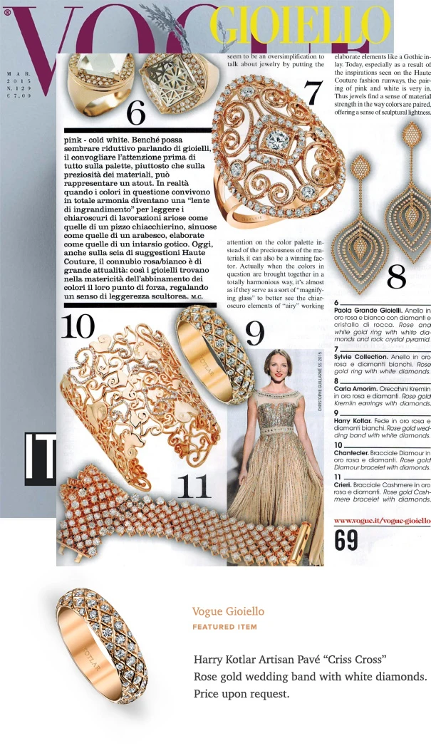 Harry Kotlar ring featured in Vogue Gioiello