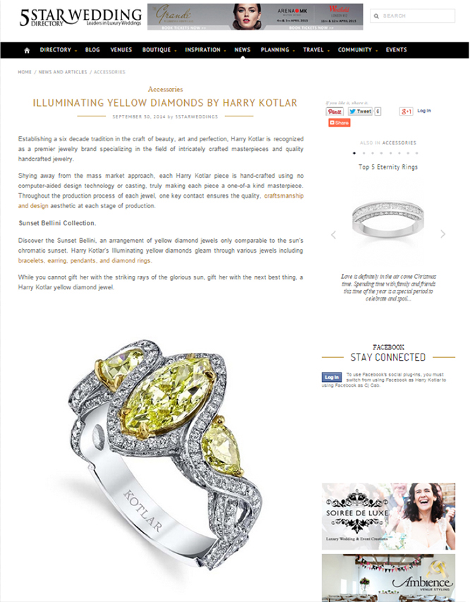 Harry Kotlar rings featured on 5 Star Wedding
