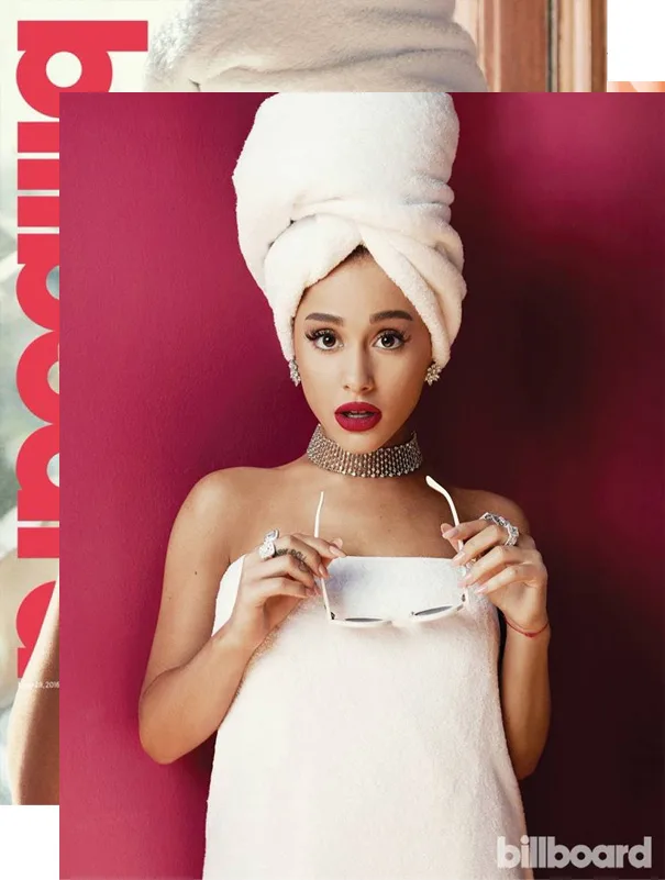 Ariana Grande wore Harry Kotlar diamond vintage earrings in a cover spread for Billboard Magazine.