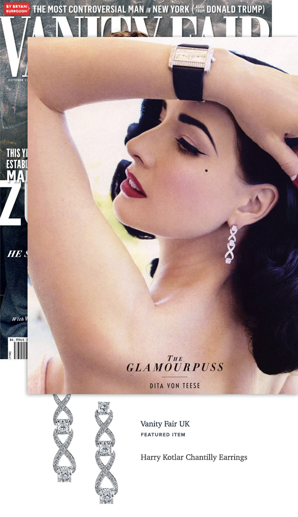Harry Kotlar earrings featured in Vanity Fair UK October Issue